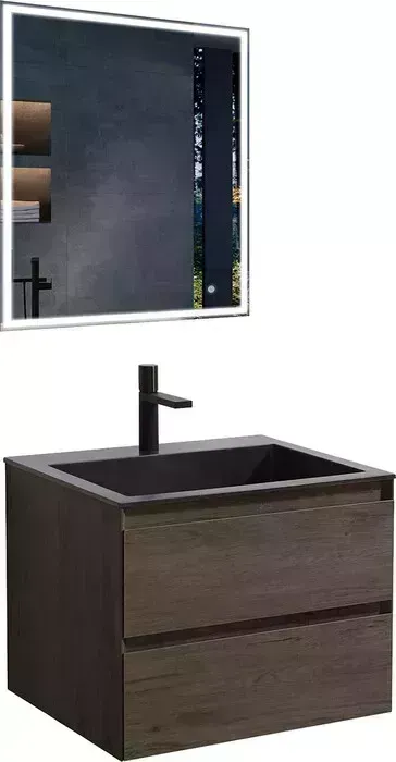 Мебель для ванной Vincea Luka 60х48 R.Oak, черная раковина