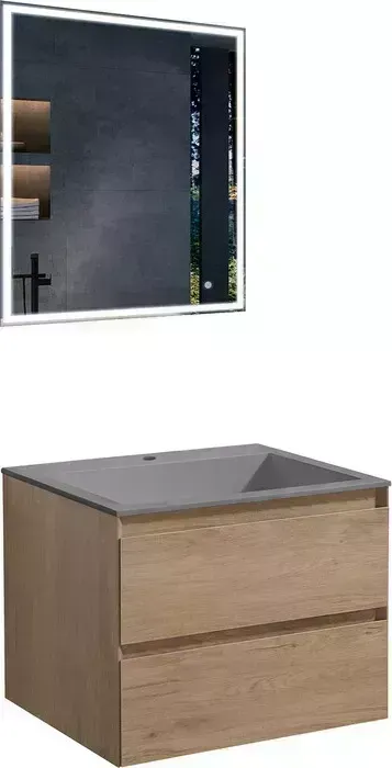 Мебель для ванной Vincea Luka 60х48 N.Oak, серая раковина