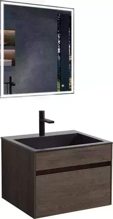 Мебель для ванной Vincea Chiara 60х48 R.Oak, черная раковина