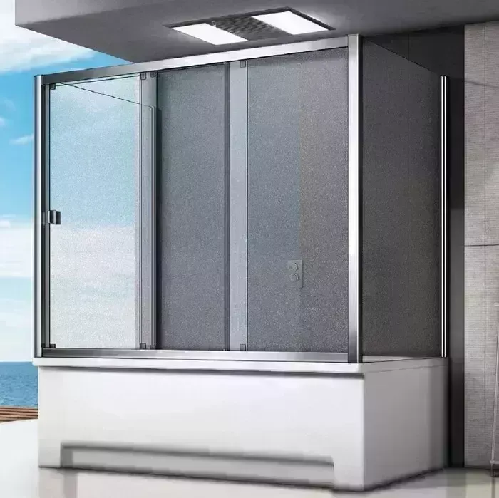 Шторка для ванны Good Door Screen WTW+SP+SP 160х70х140 матовая Грэйп, хром