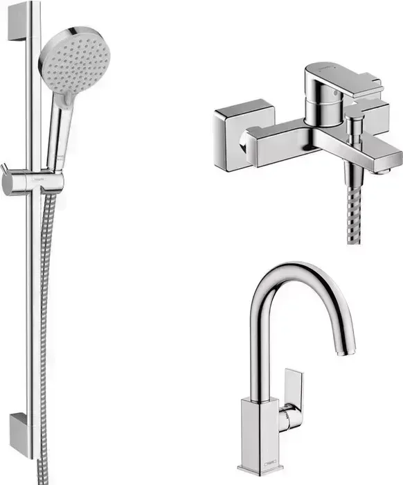 Комплект смесителей Hansgrohe Vernis Shape с душевым гарнитуром, хром глянцевый (71453000, 71564000, 26275000)