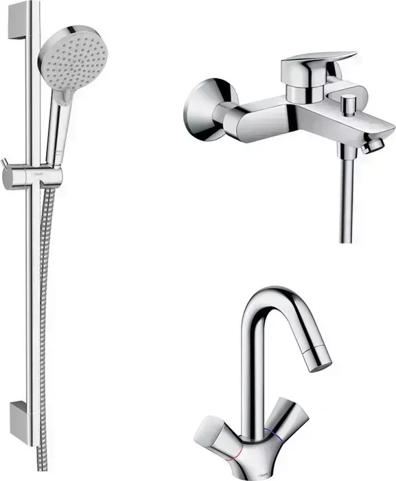 Комплект смесителей Hansgrohe Logis с душевым гарнитуром (71400000, 71221000, 26275000)