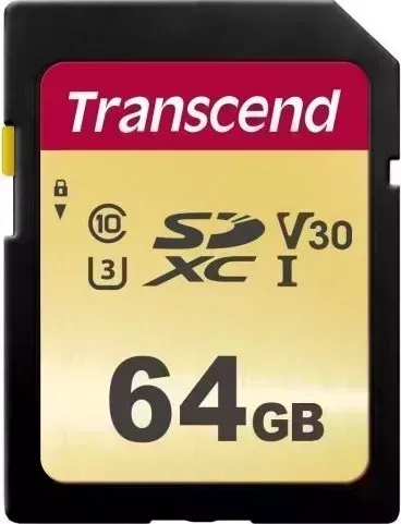 Карта памяти Transcend 64GB SDXC Class 10 UHS-I U3 V30 R95, W60MB/s (TS64GSDC500S)