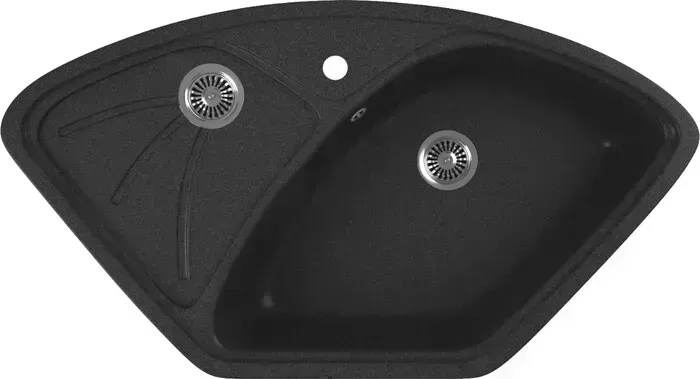 Мойка кухонная GREENSTONE GRS-10E-343 антрацит, с сифоном