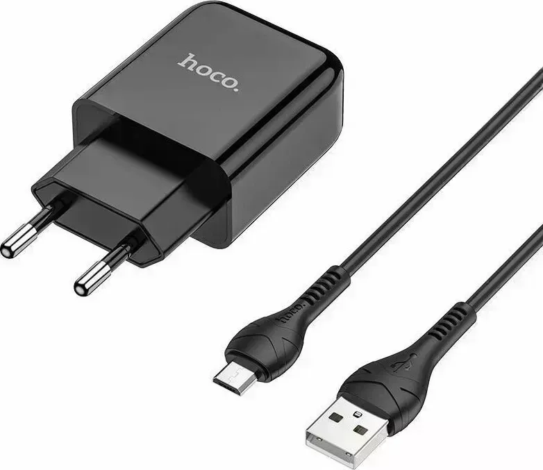 Сетевое зарядное устройство HOCO N2 1USB 2.1A MICRO USB 1м черный (6931474728845)