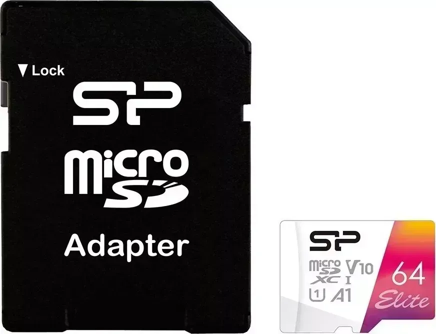 Карта памяти ELITE microSDXC 64Gb SP064GBSTXBV1V20SP + adapter