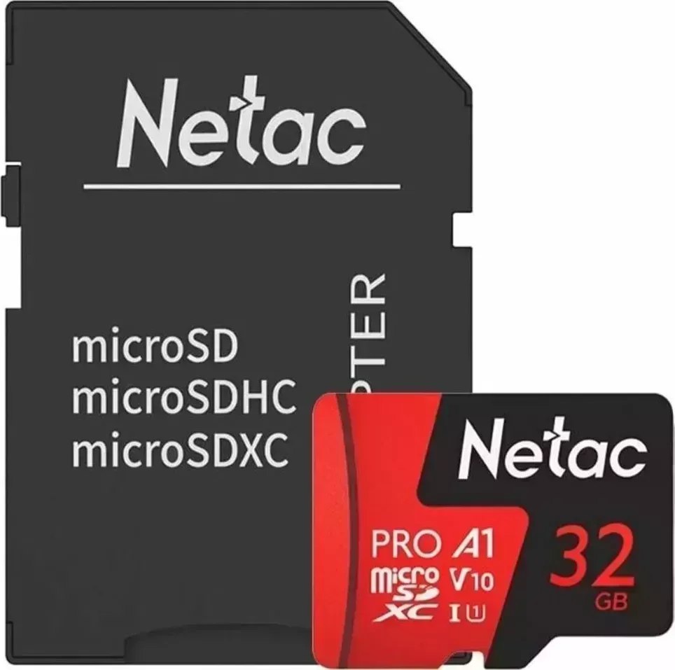 SD карта NETAC Extreme Pro MicroSD P500 32GB+ SD адаптер (NT02P500PRO-032G-R)