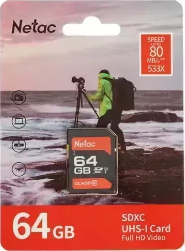 Карта памяти NETAC Standard P600 SD 64GB (NT02P600STN-064G-R)