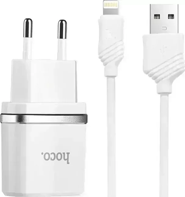Кабель HOCO Сетевое зарядное устройство C11i White + Lightning (6957531047735)