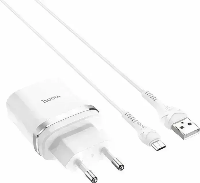 Кабель HOCO Сетевое зарядное устройство C12Qm White + MICRO USB (6931474716286)