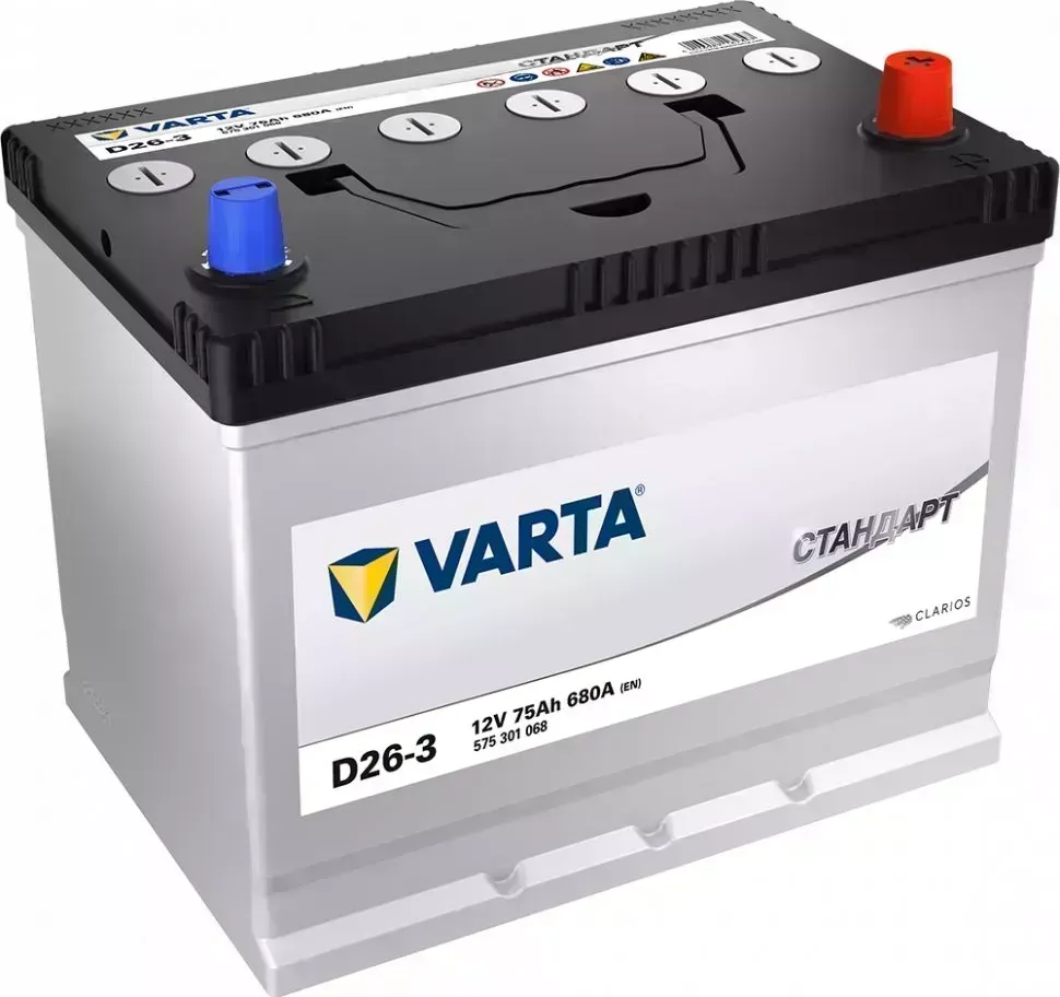Аккумулятор А\VARTA VARTAStandart75Ah680 En (обр)D26-3 260х175х225 ы VARTA Standart75Ah680 En //R