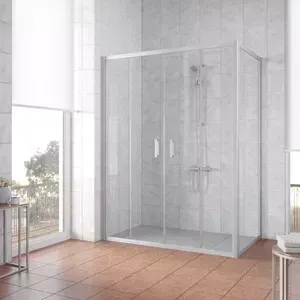 Душевой уголок Vegas Glass Z2P+ZPV 150*80 07 01 профиль матовый хром, стекло прозрачное