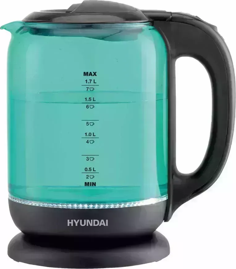Чайник электрический HYUNDAI HYK-G2807 бирюзовый/черный