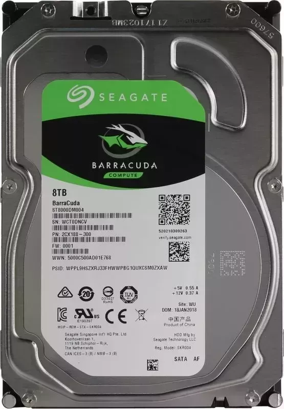 Жесткий диск SEAGATE Barracuda ST8000DM004 SATA-III/8Tb/5400rpm/256Mb/3.5