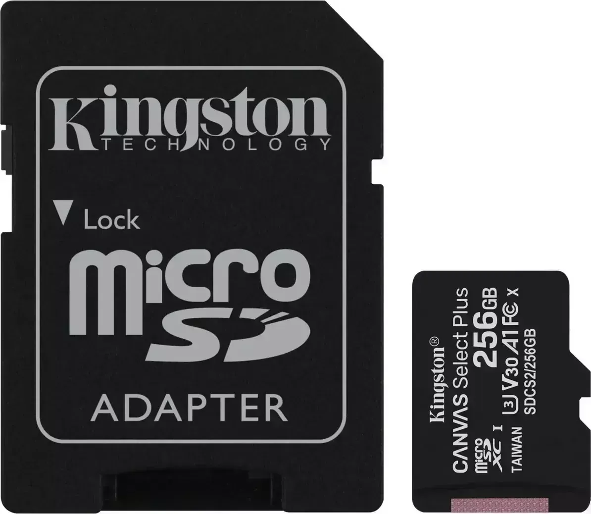 Карта памяти KINGSTON Canvas Select Plus microSDXC 256Gb SDCS2/256GB (+ adapter)