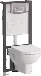 Унитаз с инсталляцией VITRA с Form 300 с микролифтом, кнопка хром (9812B003-7203)
