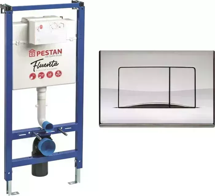 Инсталляция для унитаза Pestan Fluenta с клавишей Active глянцевый хром (SET40006356AC)