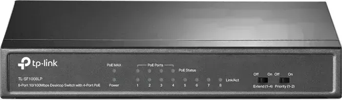 Коммутатор TP-Link TL-SF1008LP (8x100 Мбит/с, PoE: 4шт.х15.4Вт (макс. 41Вт)) (TL-SF1008LP)