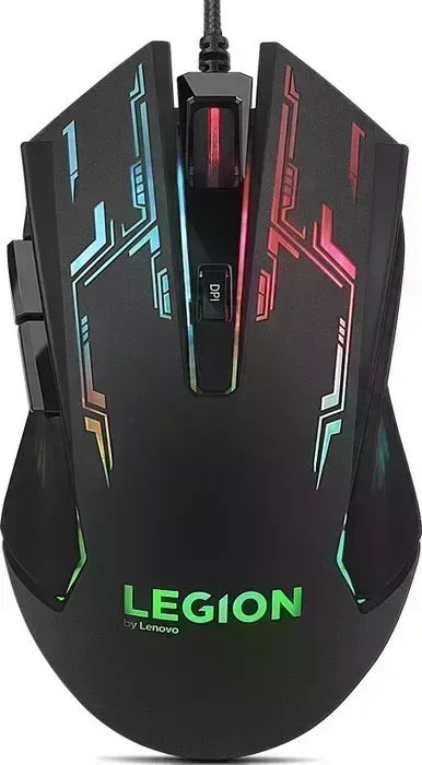 Мышь проводная Lenovo Legion M200 RGB черный оптическая (2400dpi) USB для ноутбука (5but) (GX30P93886)