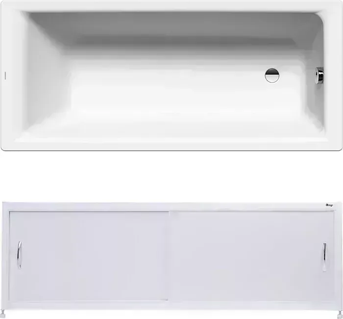 Стальная ванна Kaldewei стальная Puro 652 Antislip, Easy Clean 170x75 с экраном Emmy Бланка и ножками