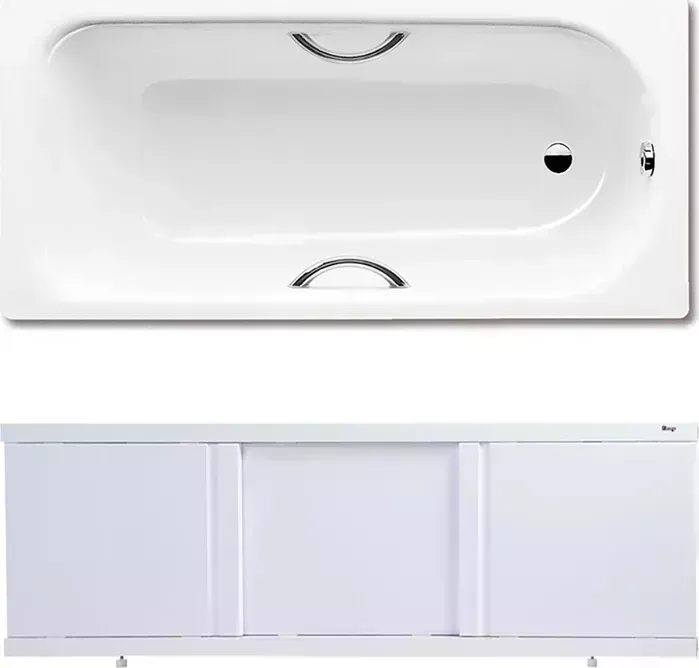 Стальная ванна Kaldewei стальная Saniform Plus Star 334 170x73 с экраном Emmy Элис, ножками и ручками