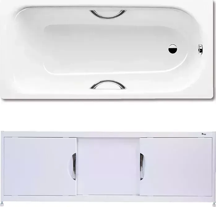 Стальная ванна Kaldewei стальная Saniform Plus Star 334 170x73 с экраном Emmy Малибу, ножками и ручками