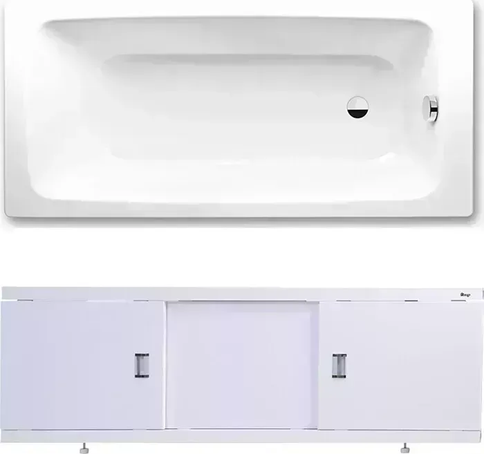 Стальная ванна Kaldewei стальная Cayono 750 Easy-Clean, Anti-Slip 170x75 с экраном Emmy Виктория и ножками