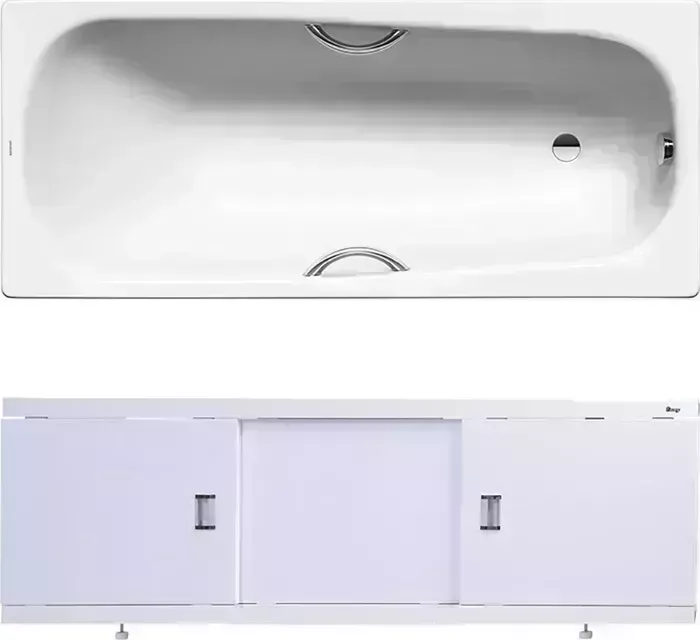 Стальная ванна Kaldewei стальная Saniform Plus Star 332 Antislip, Easy Clean 160x70 с экраном Emmy Виктория, ножками и ручками