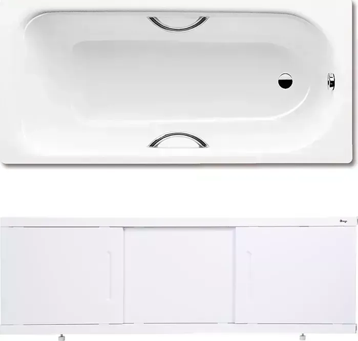 Стальная ванна Kaldewei стальная Saniform Plus Star 334 170x73 с экраном Emmy Соната, ножками и ручками