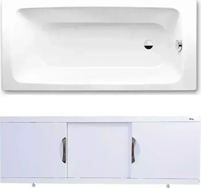 Стальная ванна Kaldewei стальная Cayono 750 Easy-Clean, Anti-Slip 170x75 с экраном Emmy Валенсия и ножками