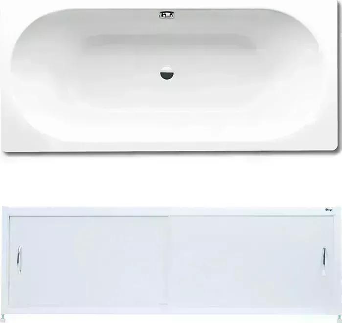 Стальная ванна Kaldewei Classic Duo 110 Easy-Clean 180х80 с экраном Emmy Бланка и ножками