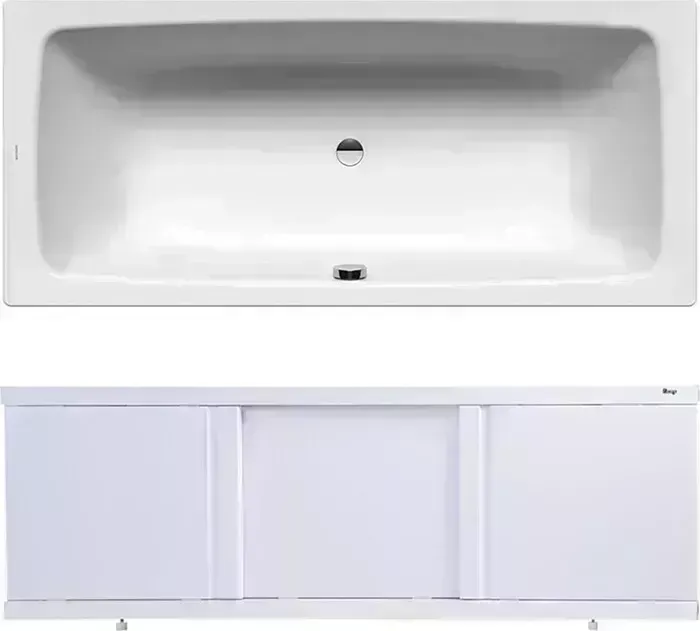Стальная ванна Kaldewei Cayono Duo 725 Antislip, Easy Clean 180x80 с экраном Emmy Элис и ножками