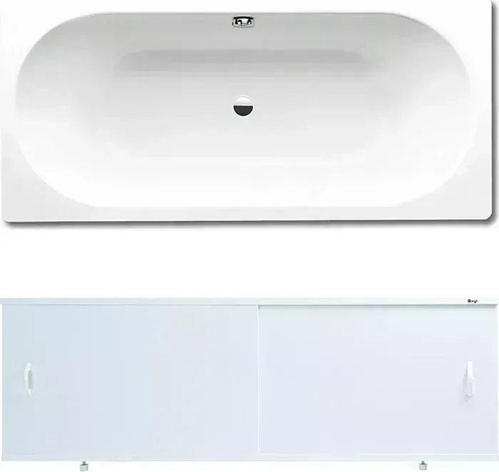 Стальная ванна Kaldewei Classic Duo 110 Easy-Clean 180х80 с экраном Emmy Эко и ножками