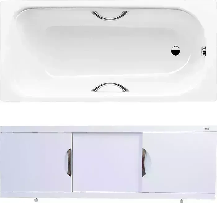 Стальная ванна Kaldewei стальная Saniform Plus Star 337 Easy-Clean Anti-Slip 180x80 с экраном Emmy Валенсия, ножками и ручками