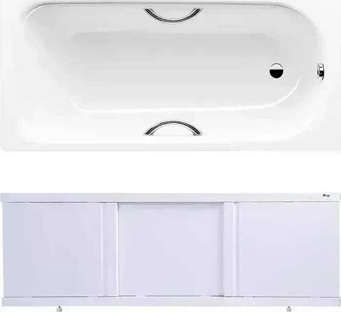 Стальная ванна Kaldewei стальная Saniform Plus Star 337 Easy-Clean Anti-Slip 180x80 с экраном Emmy Элис, ножками и ручками