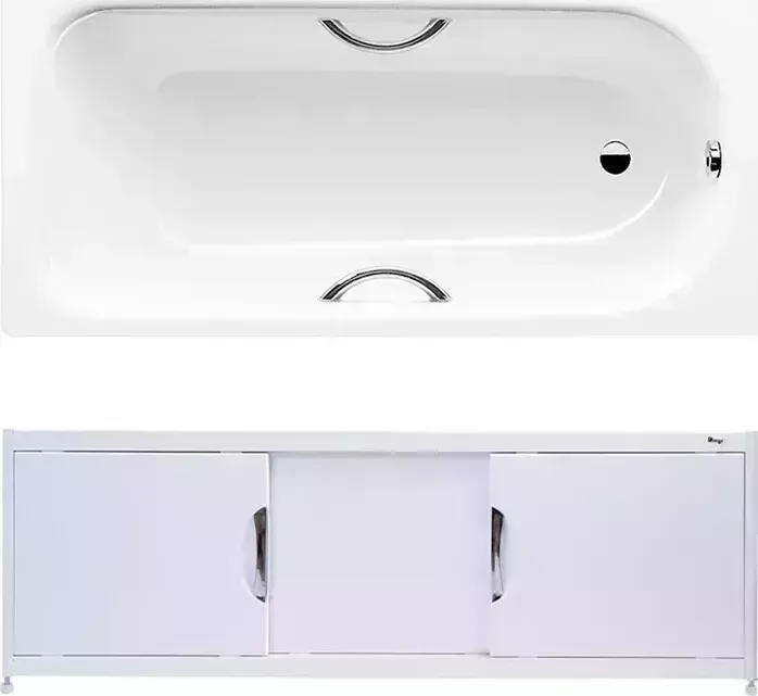 Стальная ванна Kaldewei стальная Saniform Plus Star 337 Easy-Clean Anti-Slip 180x80 с экраном Emmy Малибу, ножками и ручками