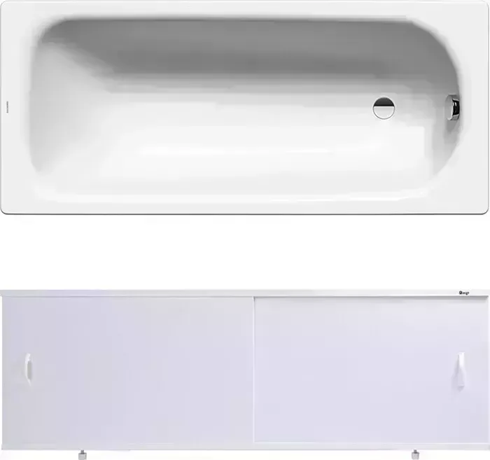 Стальная ванна Kaldewei стальная Saniform Plus 371-1 Antislip, Easy Clean 170x73 с экраном Emmy Эко и ножками