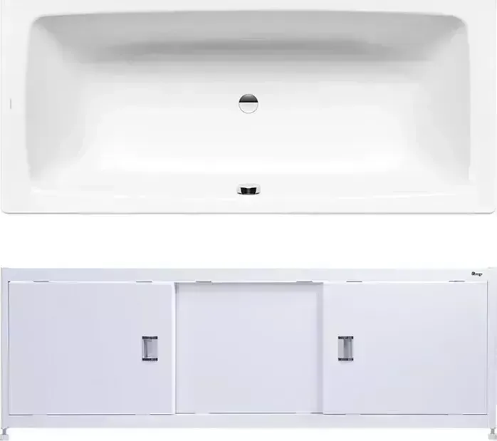 Стальная ванна Kaldewei Cayono Duo 724 Easy Clean 170x75 с экраном Emmy Монро и ножками