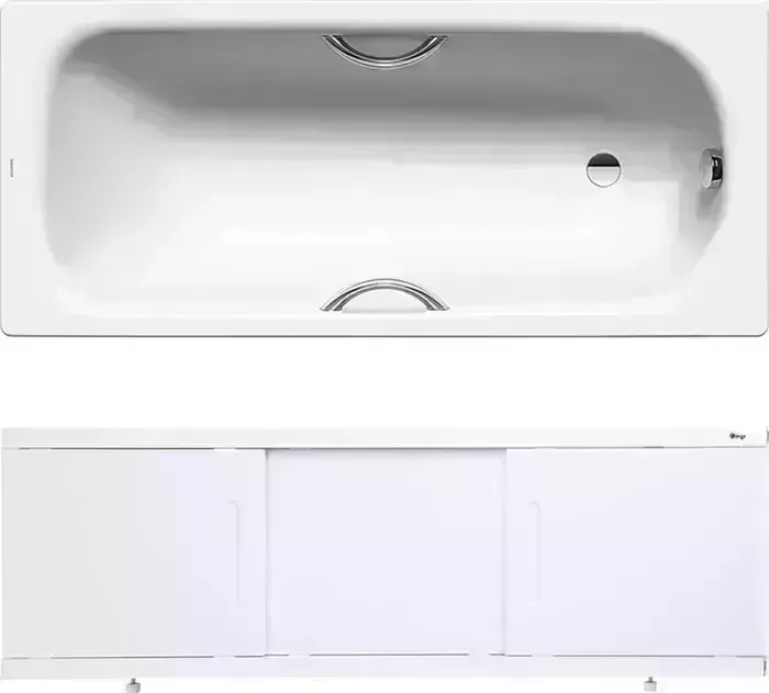 Стальная ванна Kaldewei стальная Saniform Plus Star 335 Antislip, Easy Clean 170x70 с экраном Emmy Соната, ножками и ручками