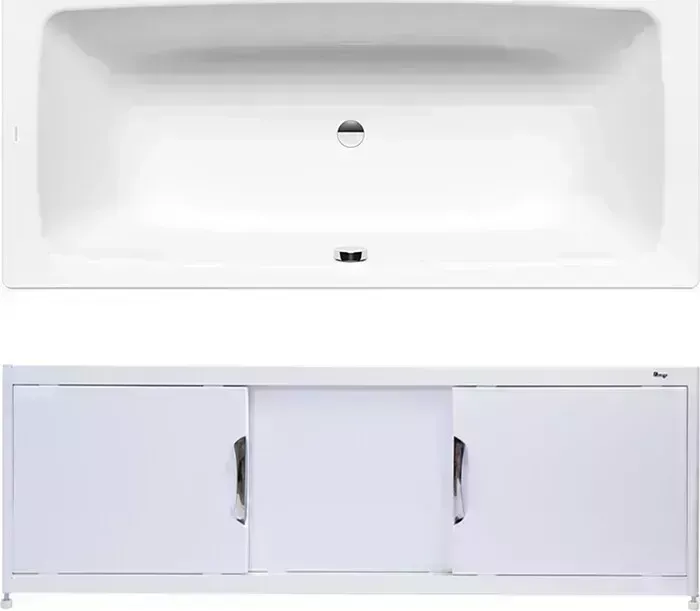 Стальная ванна Kaldewei Cayono Duo 724 Easy Clean 170x75 с экраном Emmy Малибу и ножками