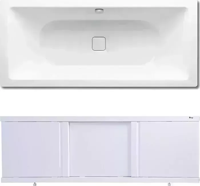 Стальная ванна Kaldewei Conoduo 733 Easy-Clean 180x80 с экраном Emmy Элис и ножками