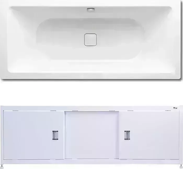 Стальная ванна Kaldewei Conoduo 733 Easy-Clean 180x80 с экраном Emmy Монро и ножками