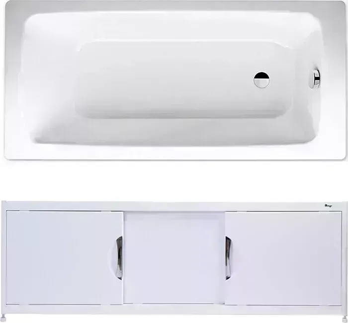 Стальная ванна Kaldewei Cayono 749 Antislip, Easy Clean 170x70 с экраном Emmy Малибу и ножками