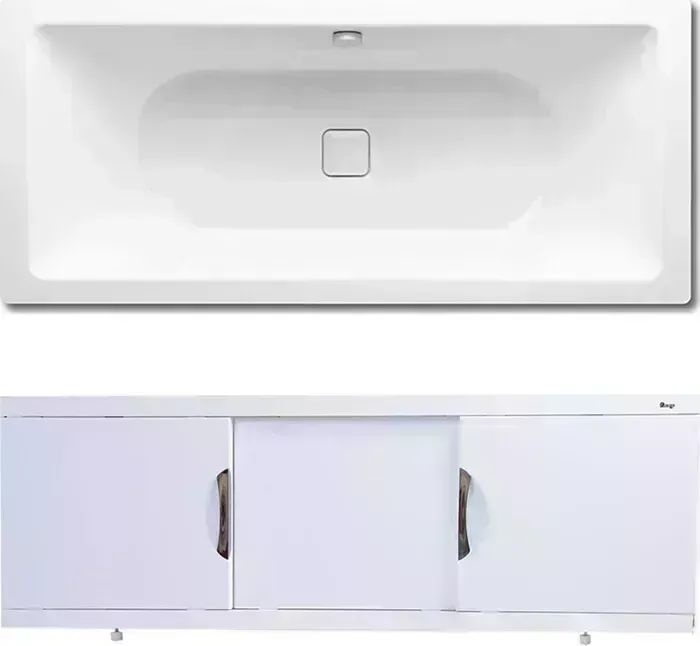 Стальная ванна Kaldewei Conoduo 732 Easy-Clean 170x75 с экраном Emmy Валенсия и ножками