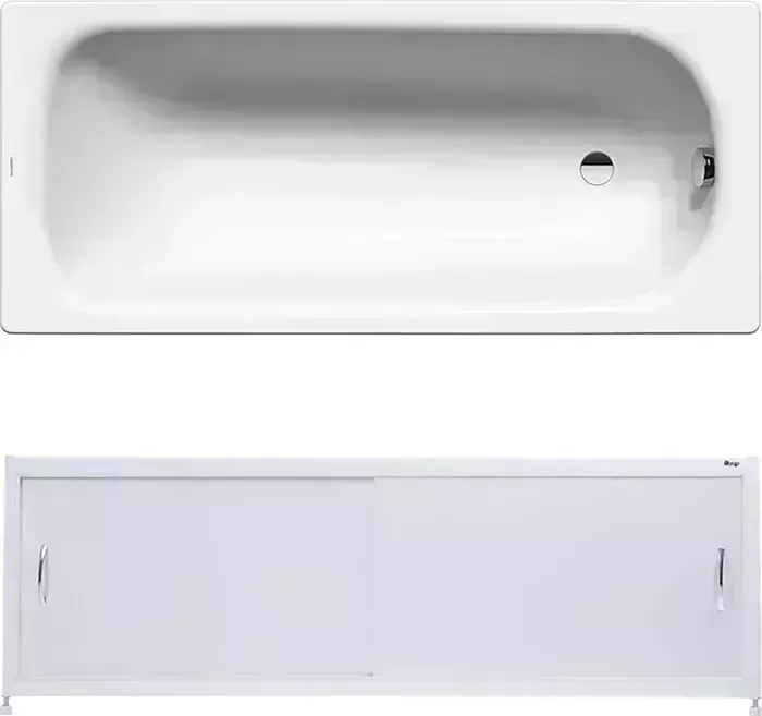 Стальная ванна Kaldewei стальная Saniform Plus 372-1 Easy Clean 160x75 с экраном Emmy Бланка и ножками