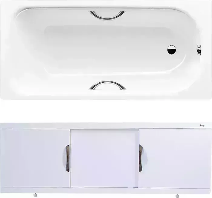 Стальная ванна Kaldewei стальная Saniform Plus Star 337 Easy-Clean 180x80 с экраном Emmy Валенсия, ножками и ручками