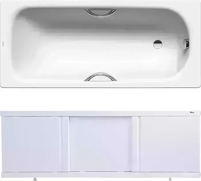 Стальная ванна Kaldewei стальная Saniform Plus Star 335 Easy Clean 170x70 с экраном Emmy Элис, ножками и ручками