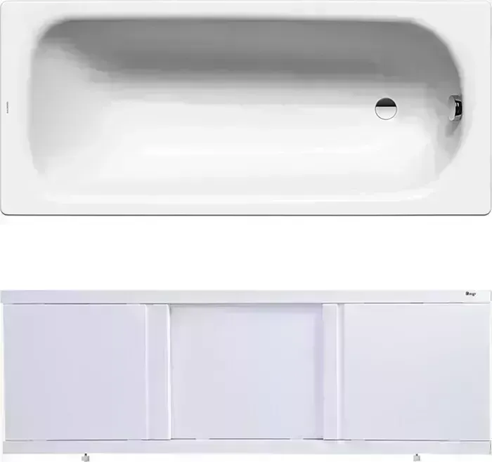 Стальная ванна Kaldewei стальная Saniform Plus 372-1 Easy Clean 160x75 с экраном Emmy Элис и ножками