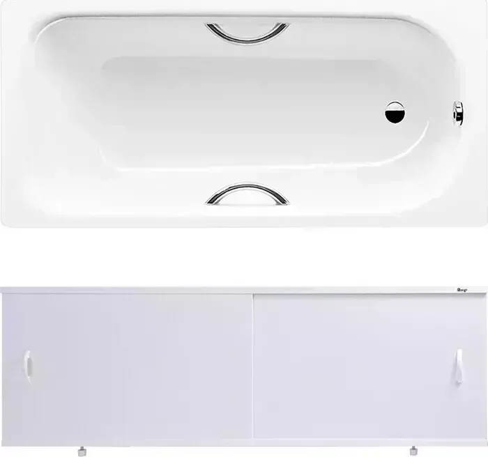 Стальная ванна Kaldewei стальная Saniform Plus Star 337 Easy-Clean 180x80 с экраном Emmy Эко, ножками и ручками
