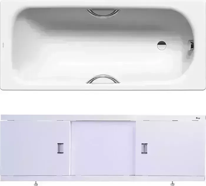 Стальная ванна Kaldewei стальная Saniform Plus Star 335 Easy Clean 170x70 с экраном Emmy Виктория, ножками и ручками